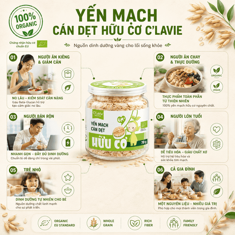  Yến mạch cán dẹt hữu cơ C'LaVie 70g 