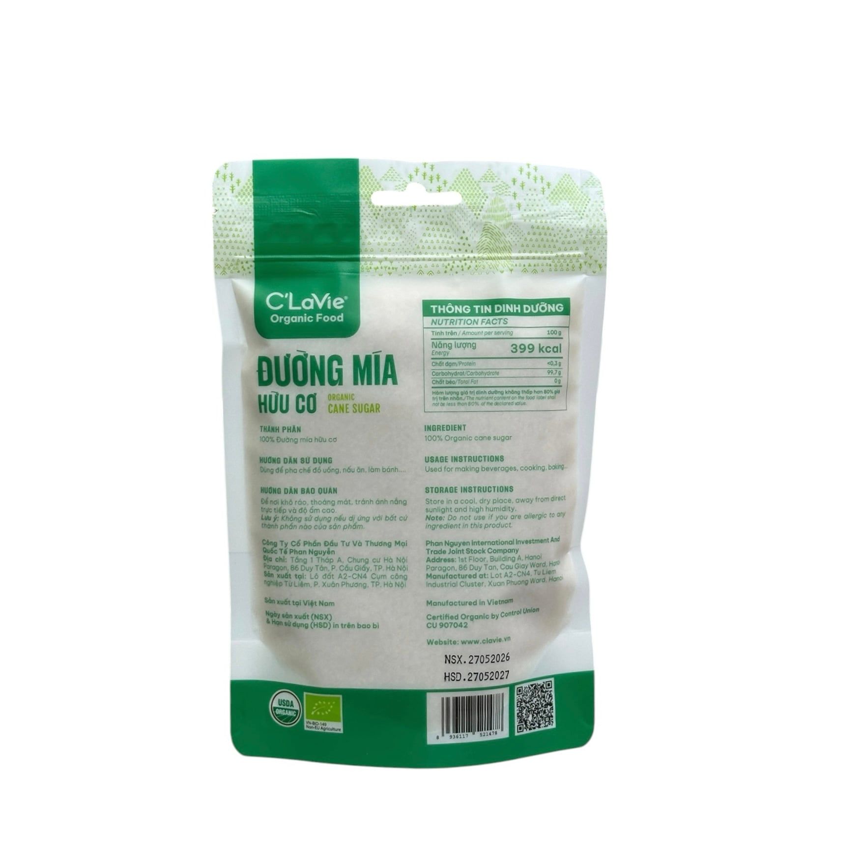  Đường mía hữu cơ C'LaVie 350g 