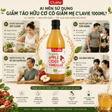  Giấm Táo Hữu Cơ Có Giấm Mẹ C’LaVie 1000ml 