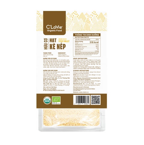  Hạt kê nếp hữu cơ C’LaVie 450g 