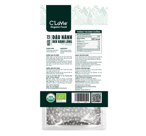  Đậu nành đen xanh lòng hữu cơ C'LaVie 200g 