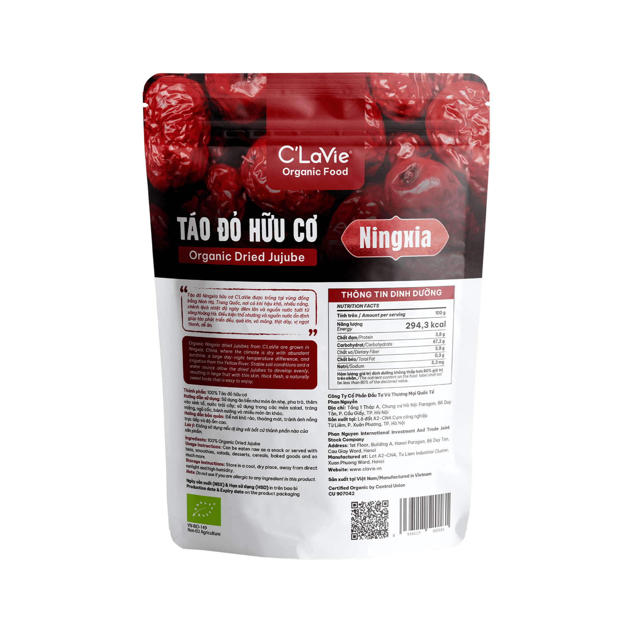  Táo đỏ hữu cơ Ningxia C'LaVie 450g 