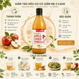  Giấm Táo Hữu Cơ Có Giấm Mẹ C’LaVie 1000ml 
