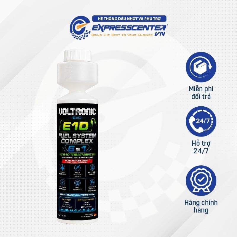  Phụ gia nhiên liệu Voltronic EVO E10 Treatment Concentrate - Fuel System Complex [6 in 1] 250ml 
