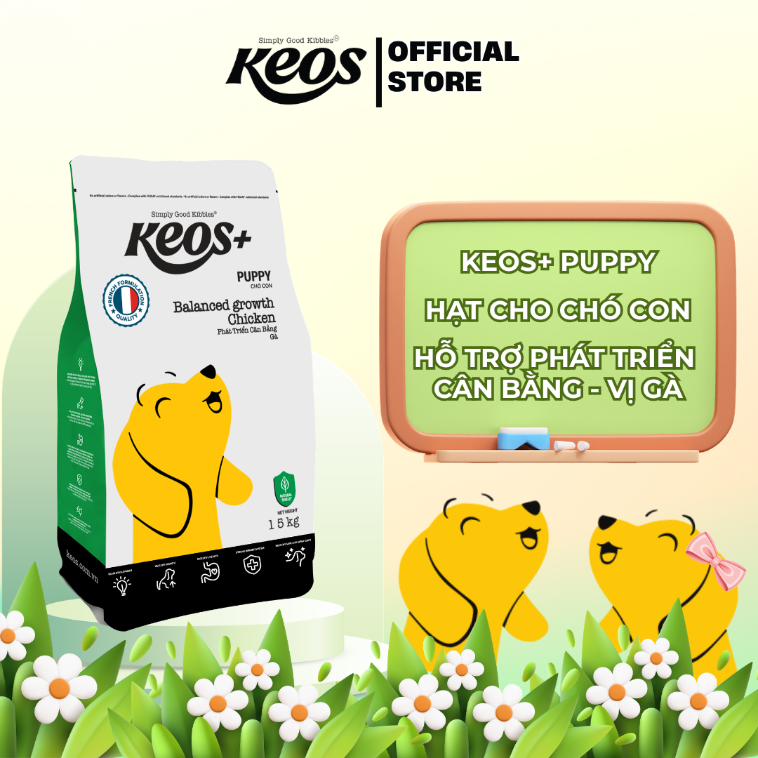  Thức ăn hạt cho chó con Keos+ Puppy Balanced Growth vị Gà, hỗ trợ phát triển cân bằng 
