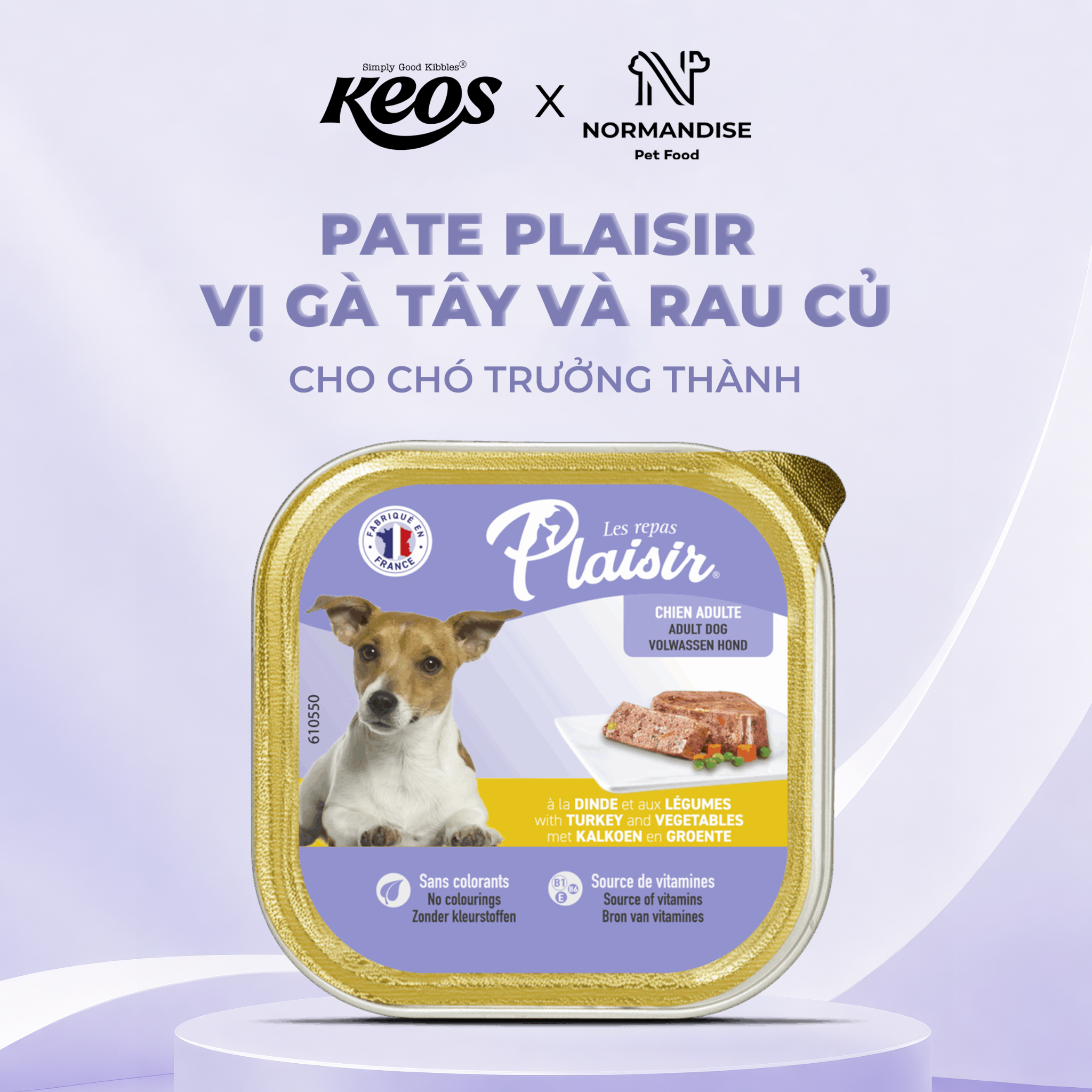  Pate Plaisir vị Gà tây và rau củ cho chó trưởng thành (100g-300g) 