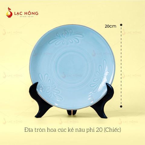 Đĩa Vân Hoa Men Xanh Ngọc Kẻ Nâu