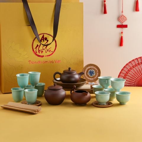  Bộ Trà An Thổ Túc Thổ Hoa Chén Men Ngọc 25 Món 