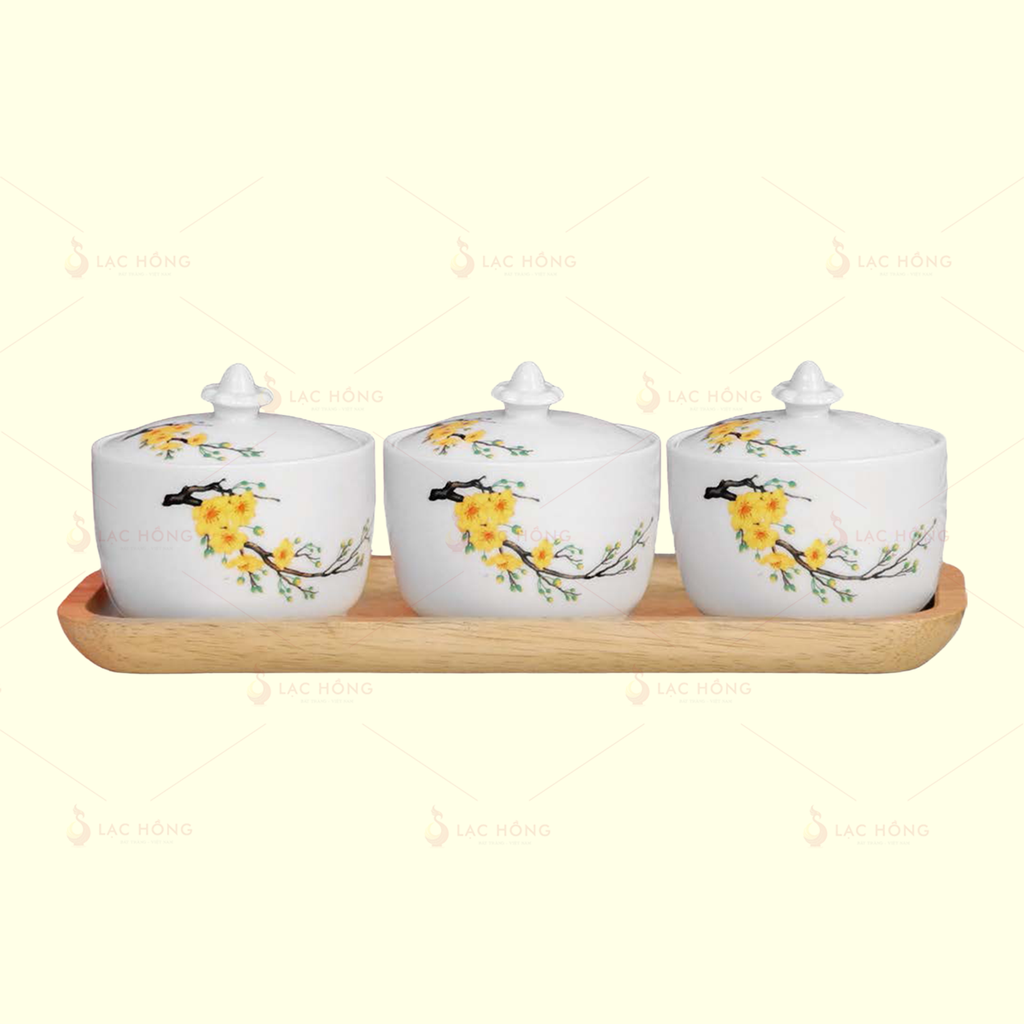 Bộ 3 Hũ Mứt Hoa Mai