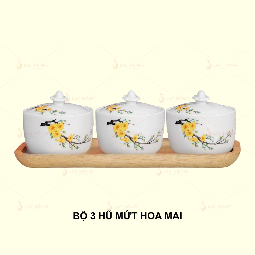 Bộ 3 Hũ Mứt Hoa Mai