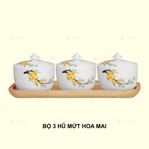  Bộ 3 Hũ Mứt Hoa Mai 