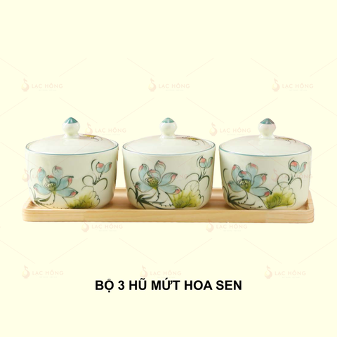  Bộ 3 Hũ Mứt Hoa Sen 