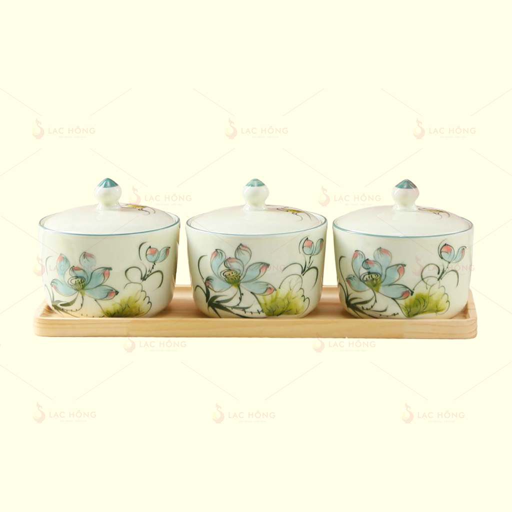 Bộ 3 Hũ Mứt Hoa Sen