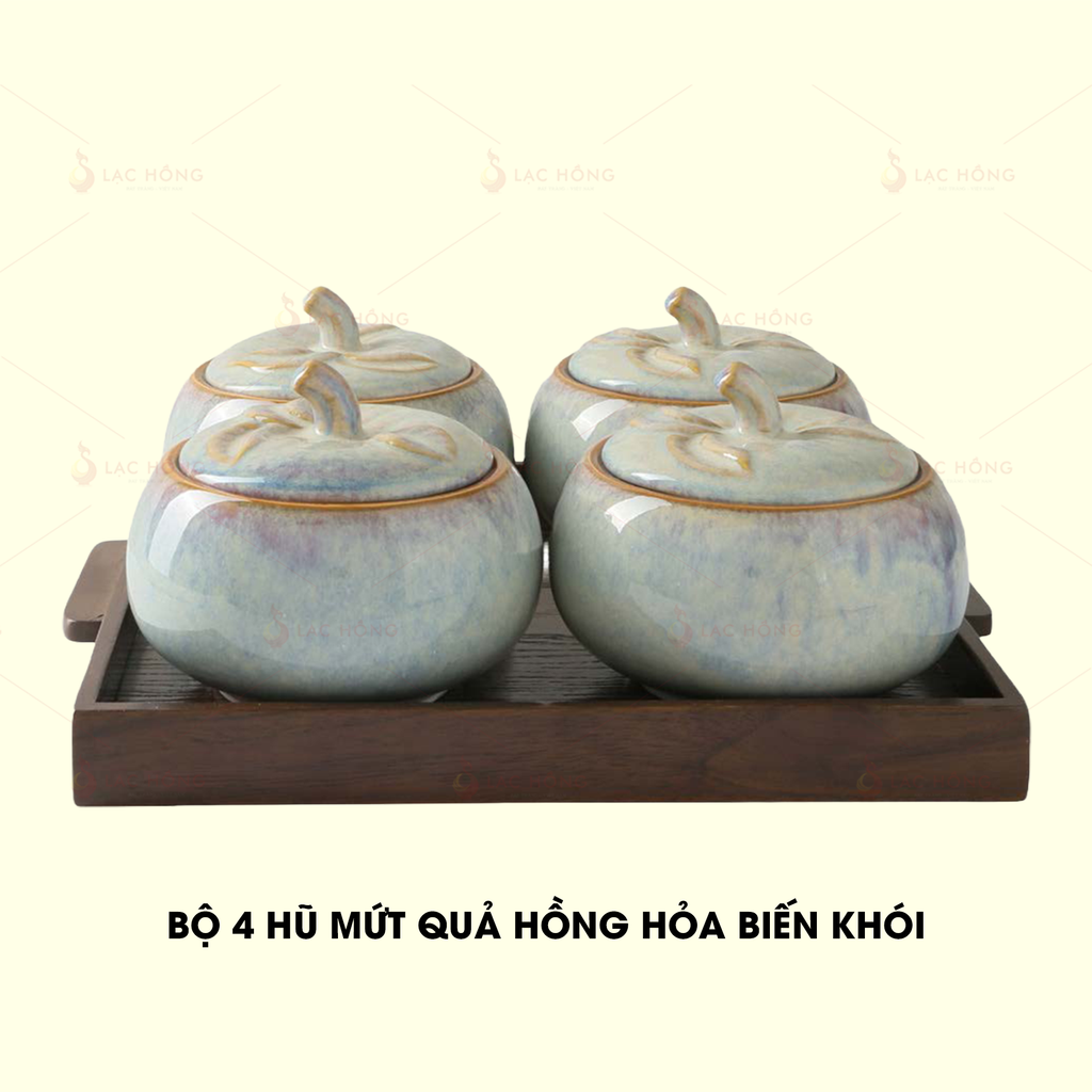 Bộ 4 Hũ Mứt Quả Hồng Hỏa Biến Khói