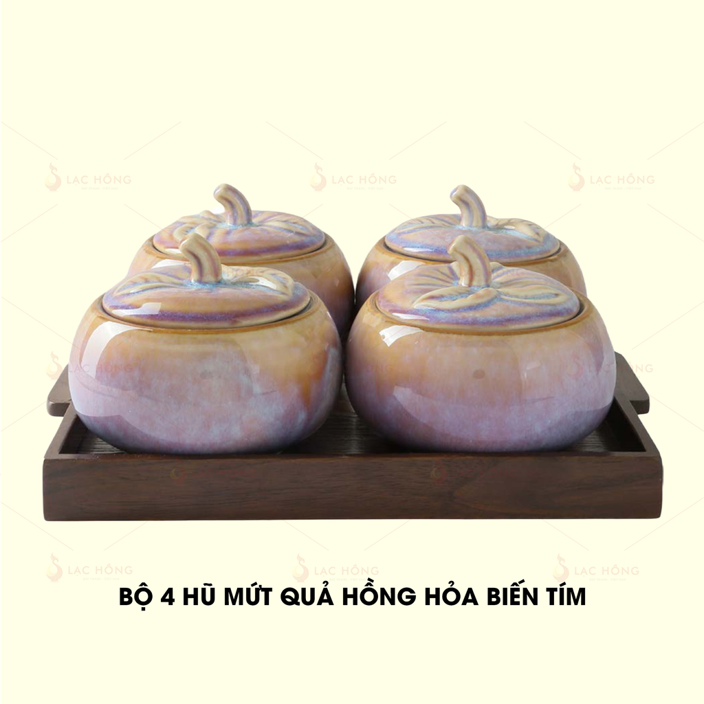 Bộ 4 Hũ Mứt Quả Hồng Hỏa Biến Tím