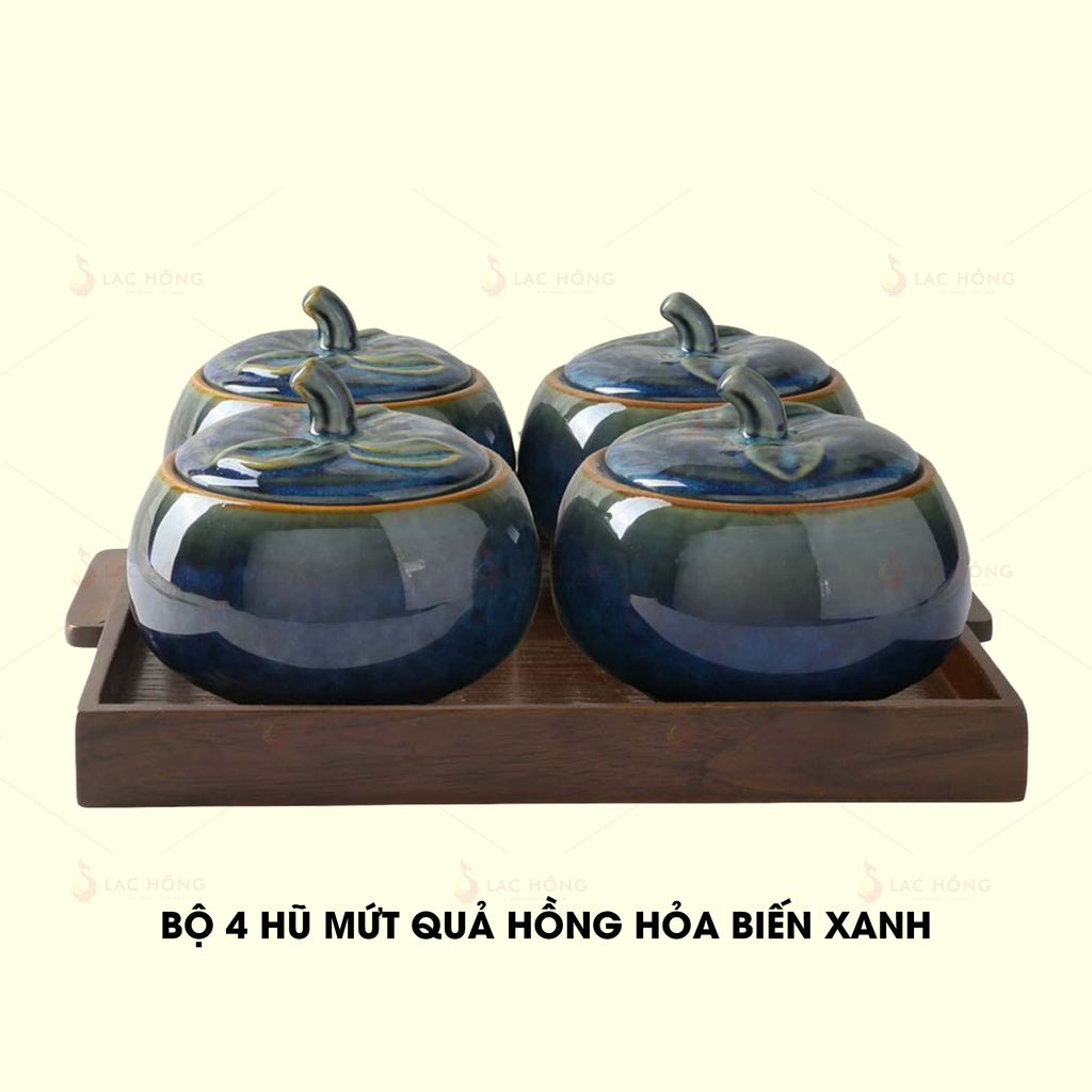 Bộ 4 Hũ Mứt Quả Hồng Hỏa Biến Xanh