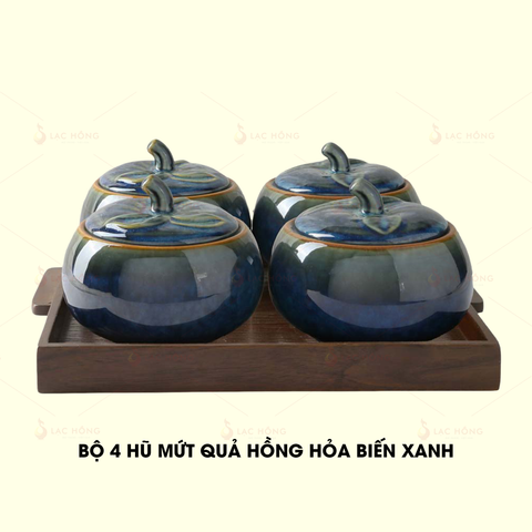  Bộ 4 Hũ Mứt Quả Hồng Hỏa Biến Xanh 