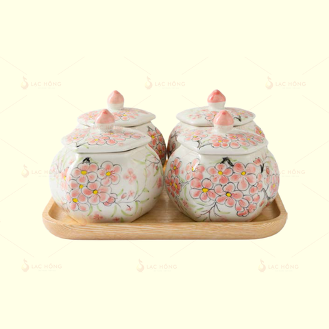  Bộ 4 Hũ Mứt Đào Hồng 