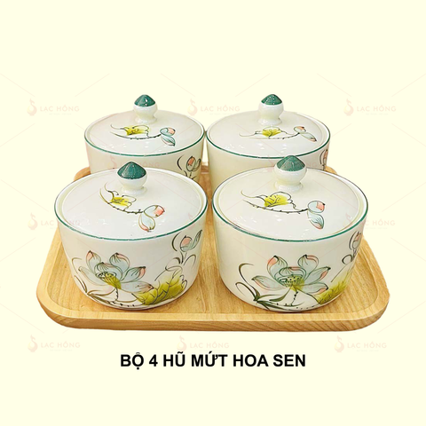  Bộ 4 Hũ Mứt Hoa Sen 