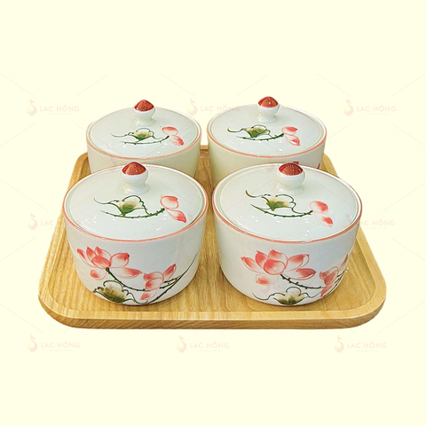  Bộ 4 Hũ Mứt Hoa Sen Hồng 