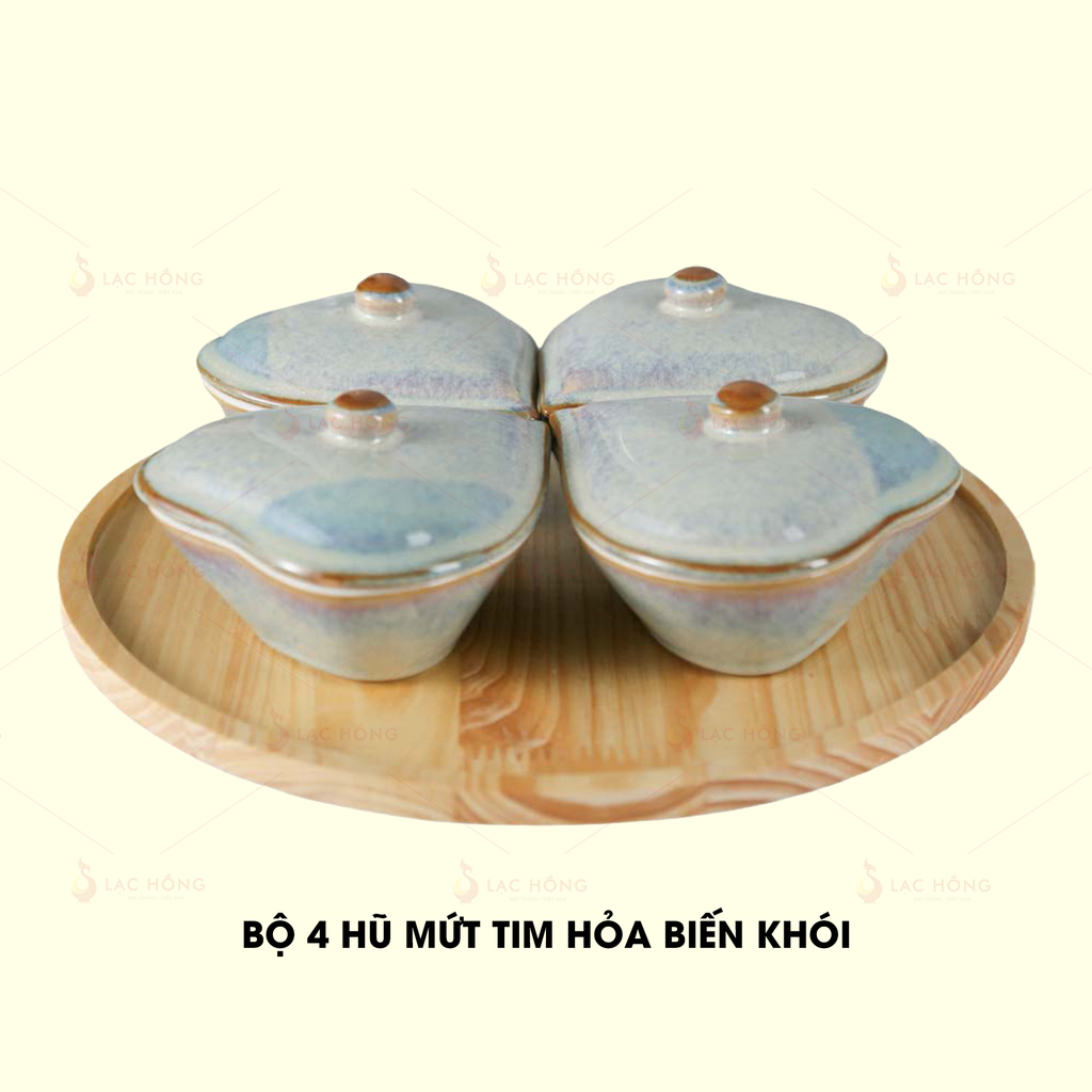 Bộ 4 Hũ Mứt Tim Hỏa Biến Khói