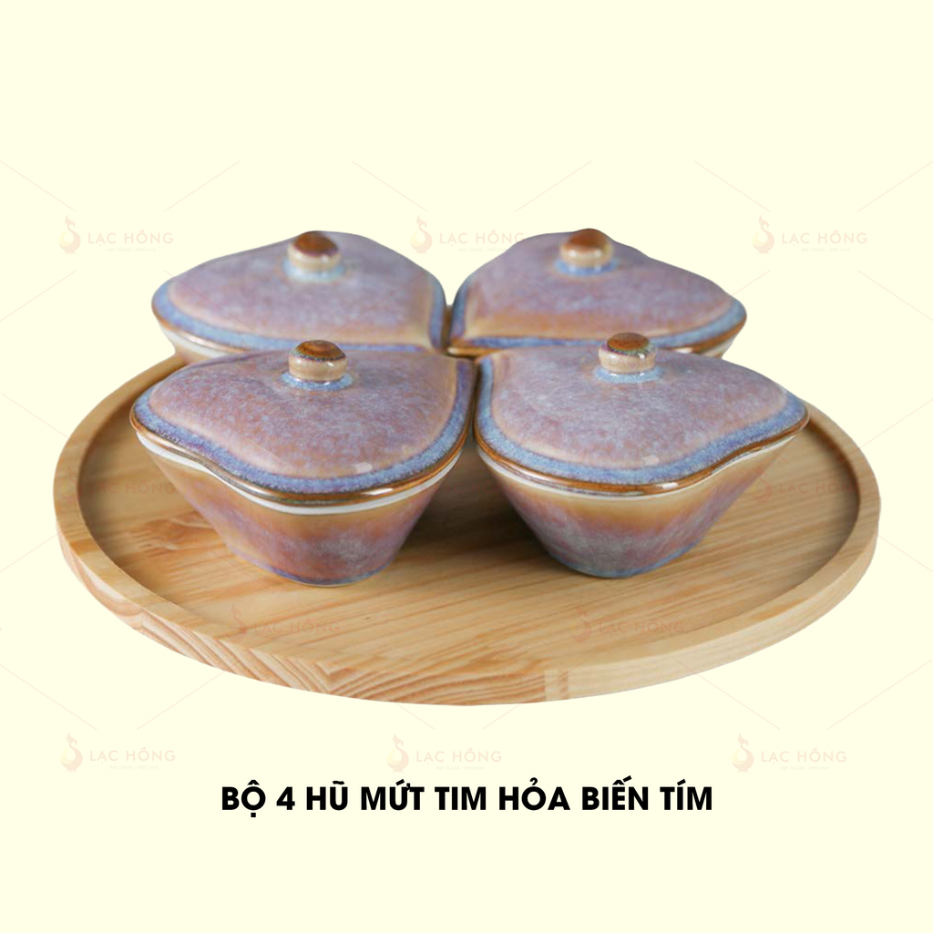 Bộ 4 Hũ Mứt Tim Hỏa Biến Tím