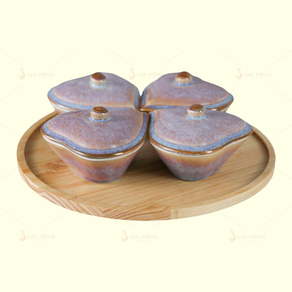 Bộ 4 Hũ Mứt Tim Hỏa Biến Tím