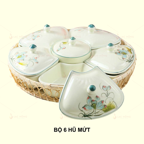  Bộ 6 Hũ Mứt Hoa Sen Bóng 