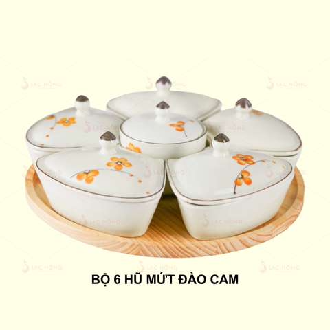  Bộ 6 Hũ Mứt Tim Hoa Đào Cam 