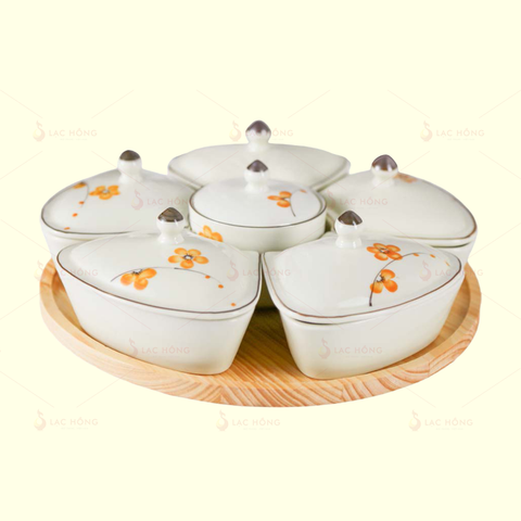  Bộ 6 Hũ Mứt Tim Hoa Đào Cam 