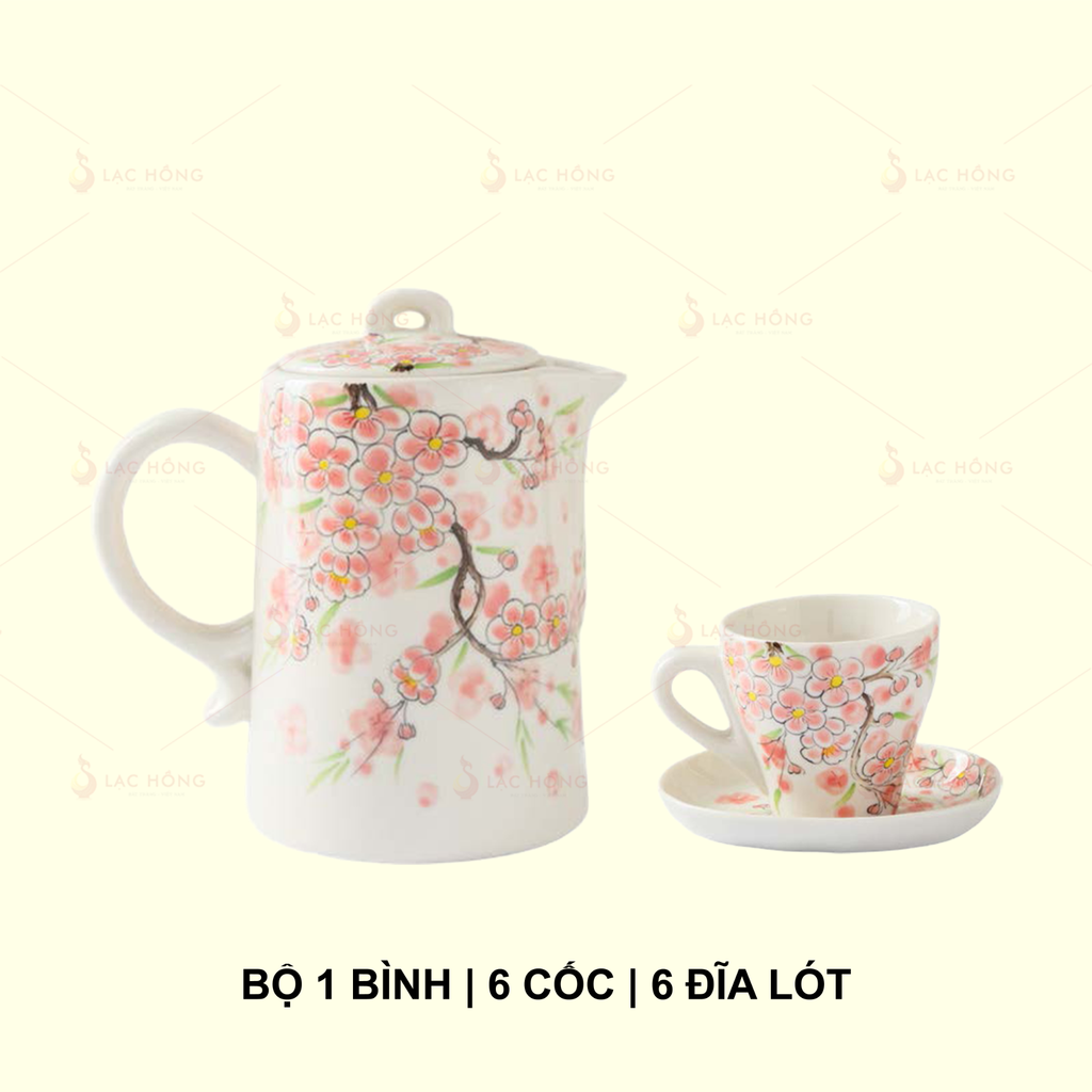 Bộ Bình Nước Đào Hồng