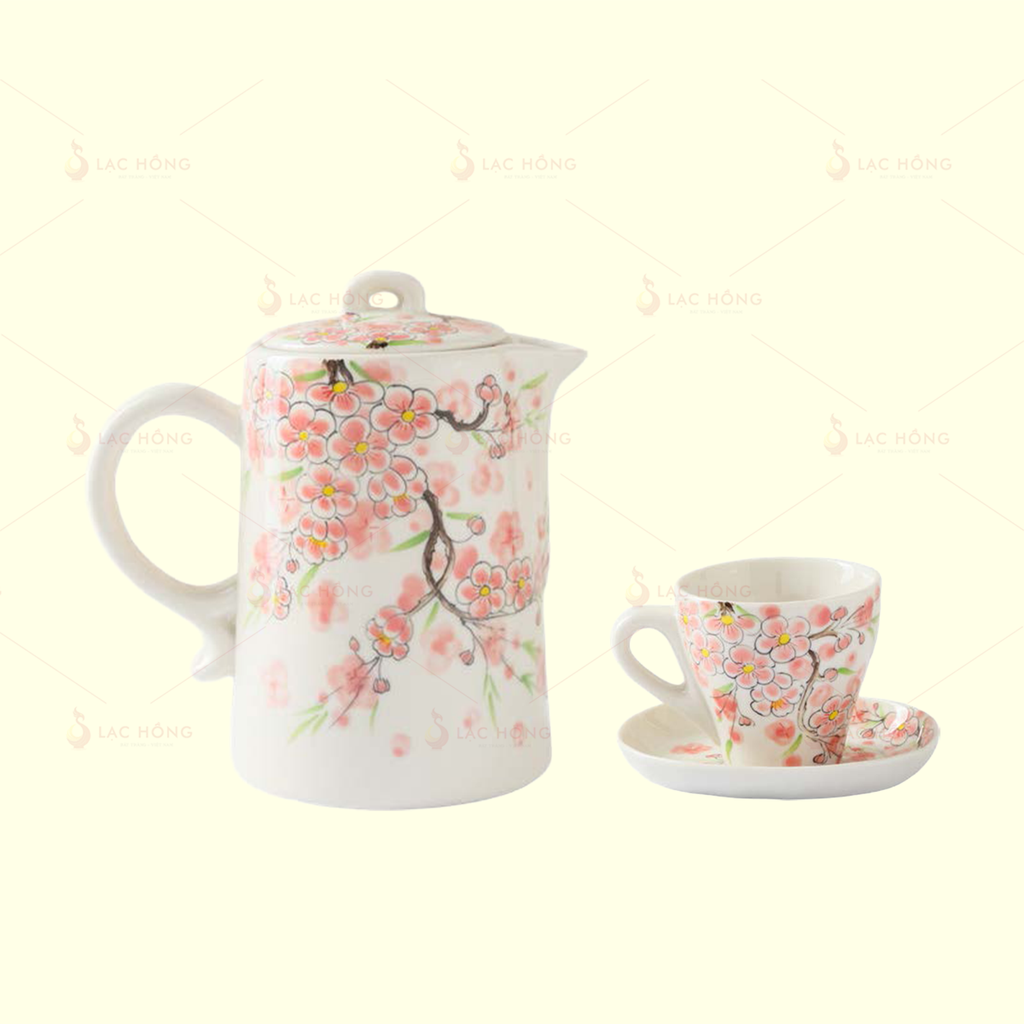 Bộ Bình Nước Đào Hồng