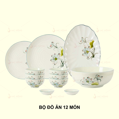  Bộ Đồ Ăn 12 Món Hoa Sen Bóng 