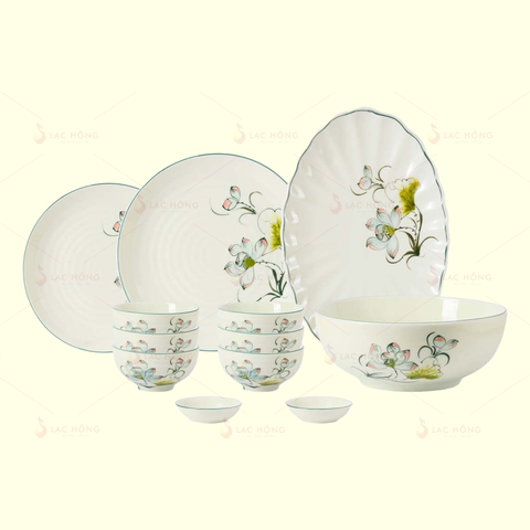  Bộ Đồ Ăn 12 Món Hoa Sen Bóng 