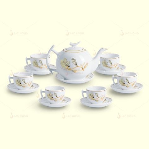  Bộ Trà Bưởi Cành Hoa Mộc Lan Kẻ Vàng 