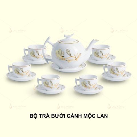  Bộ Trà Bưởi Cành Hoa Mộc Lan Kẻ Vàng 