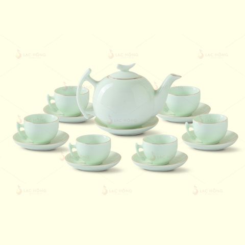  Bộ Trà Bưởi Cành Men Ngọc Kẻ Vàng 