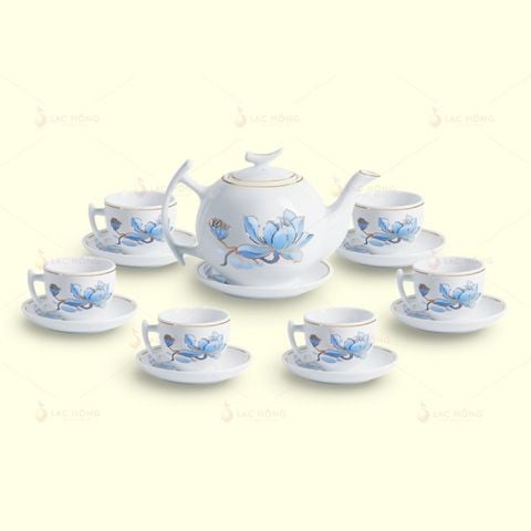  Bộ Trà Bưởi Cành Sen Xanh Kẻ Vàng 