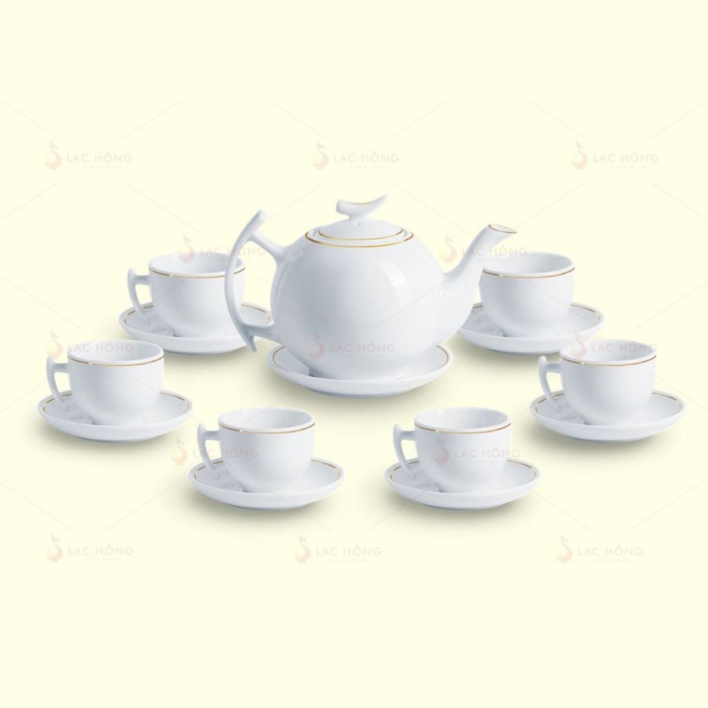 Bộ Trà Bưởi Cành Trắng Kẻ Vàng