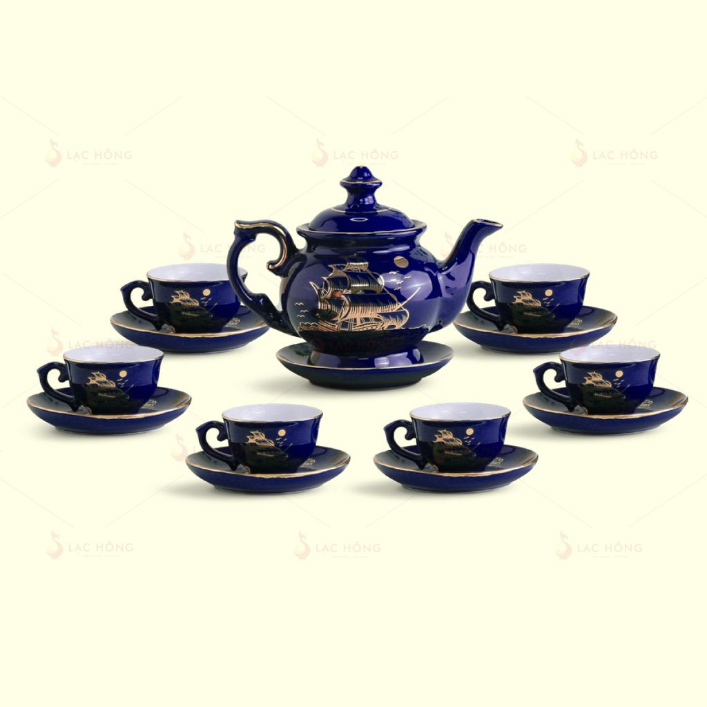 Bộ Trà Đài Các Men Chàm Thuận Buồm
