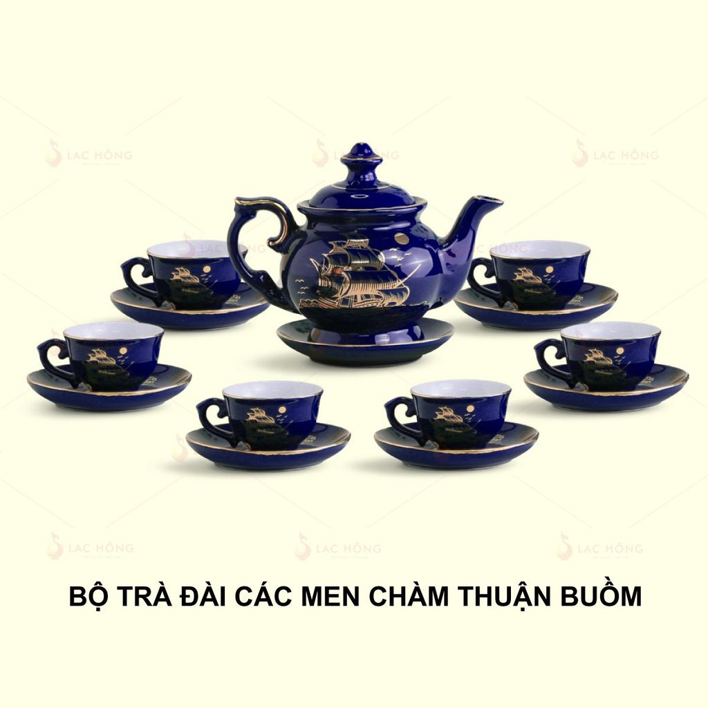 Bộ Trà Đài Các Men Chàm Thuận Buồm
