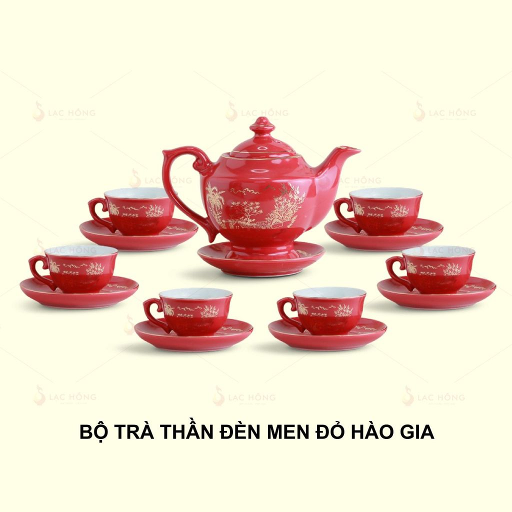 Bộ Trà Đài Các Men Đỏ Hào Gia