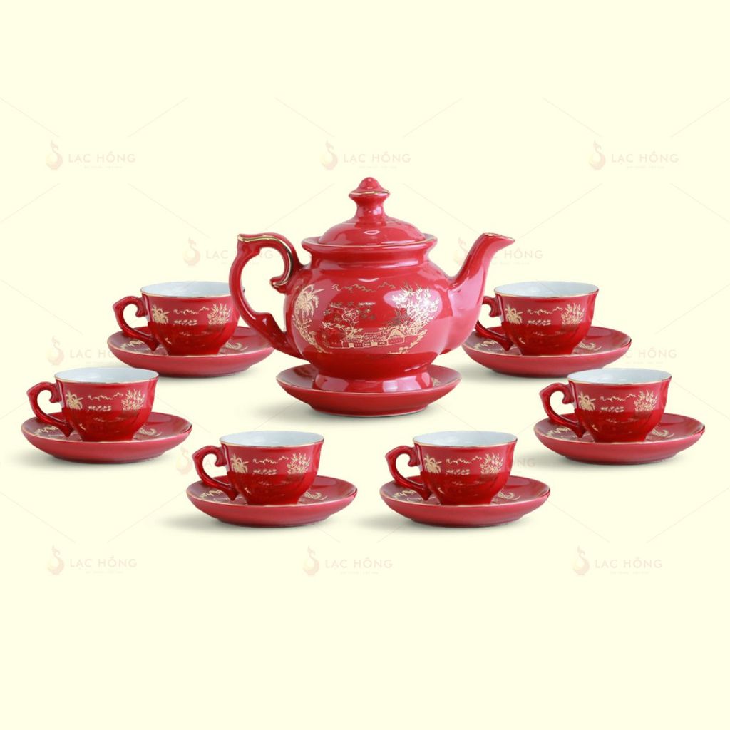 Bộ Trà Đài Các Men Đỏ Hào Gia
