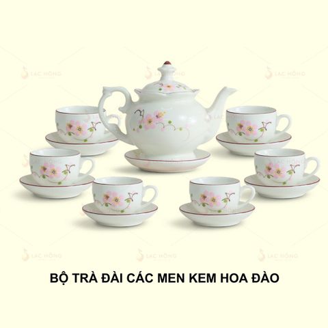  Bộ Trà Đài Các Men Kem Hoa Đào 