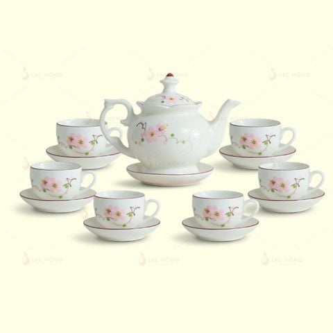  Bộ Trà Đài Các Men Kem Hoa Đào 