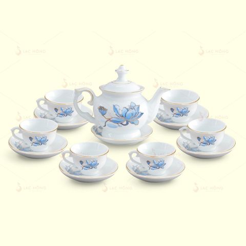  Bộ Trà Đài Các Sen Xanh Kẻ Vàng 