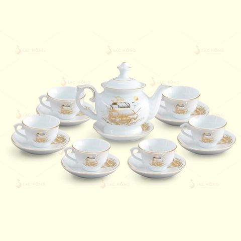  Bộ Trà Đài Các Thuận Buồm Kẻ Vàng 