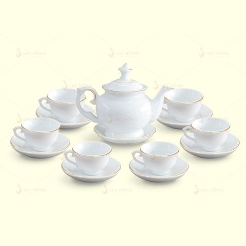  Bộ Trà Đài Các Trắng Kẻ Vàng 