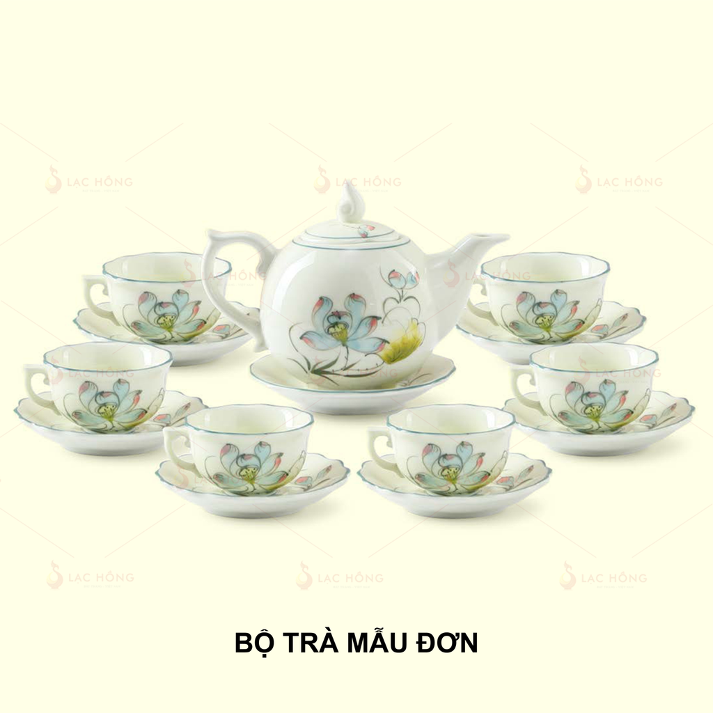 Bộ Trà Dáng Mẫu Đơn Hoa Sen Bóng