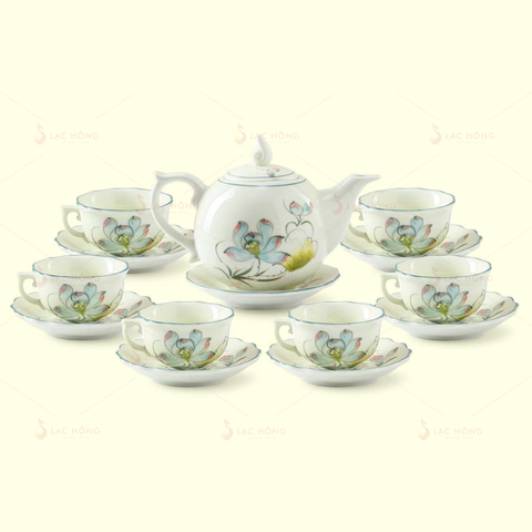  Bộ Trà Dáng Mẫu Đơn Hoa Sen Bóng 